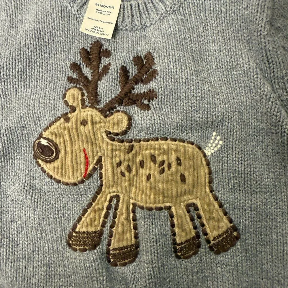 OshKosh B’Gosh 100% Cotton Gray Deer/Buck Sweater 24 mo